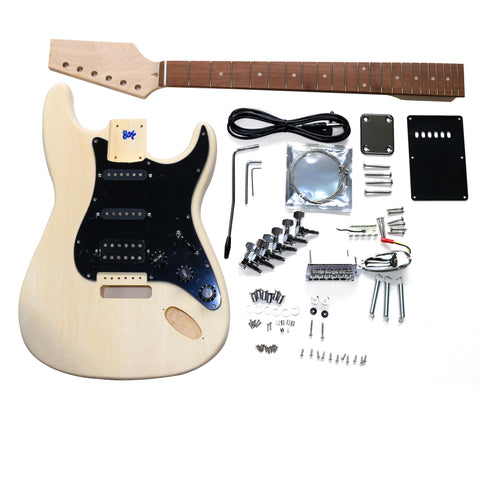 DIY ST Beginner Guitar Kit | Basswood Body with Laurel Fingerboard | Chrome Hardware & HSS Pickup | Choice of Pickguard