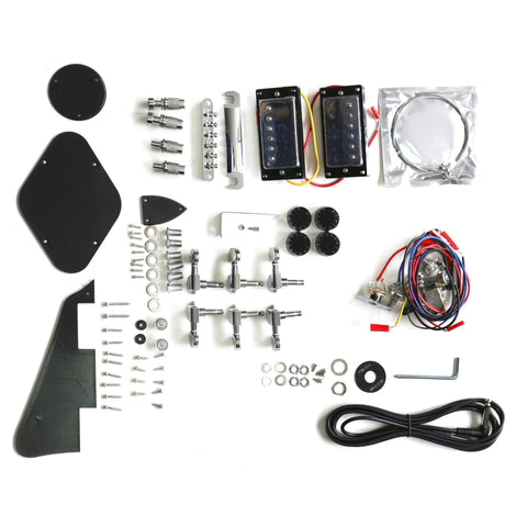 DIY LP Plain Set Neck Guitar Kit | Mahogany Body with Maple Fingerboard | Chrome Hardware & Black Fittings