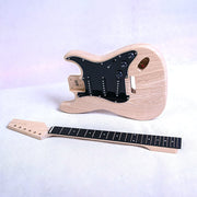 Coban Guitars Build Your Own DIY Electric Guitar Kit ST4 Strat Style Ash Body Ebony Fingerboard Black Pickguard Non Soldering Chrome Hardware Guitar Making Kit.