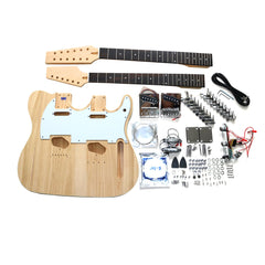 DIY TL Double-Neck Guitar Kit | Paulownia Body | Ebony Fingerboard | Chrome Hardware & White or Black Pickguard
