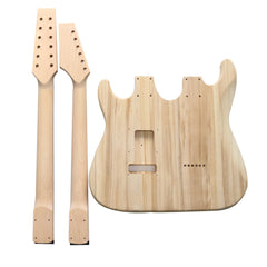 DIY ST Double-Neck Guitar Kit | Paulownia Body | Ebony Fingerboard | Chrome Hardware & White or Black Pickguard