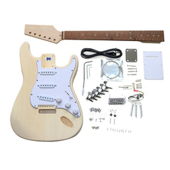 DIY ST Beginner Guitar Kit | Basswood Body with Laurel Fingerboard | Chrome Hardware & SSS Pickup | Choice of Pickguard