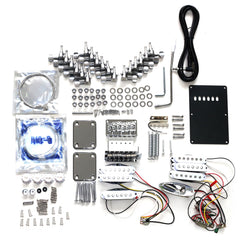 DIY ST Double-Neck Guitar Kit | Paulownia Body | Ebony Fingerboard | Chrome Hardware & White or Black Pickguard