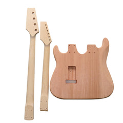 DIY Double Neck ST Guitar & Bass Kit | Mahogany Body | Maple Fingerboard, Chrome Hardware