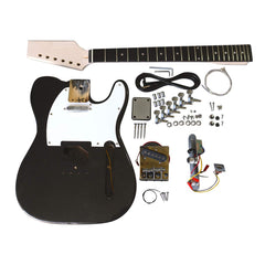 Coban Guitars Electric Guitars DIY Kit TLMB Pre Painted in Metallic Black White Pickguard