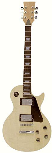 DIY Electric Guitar Kits, LP744BC Style Solid Mahogany body with Flamed Maple Veneer No Soldering Required Black/Chome