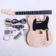 Coban Guitars Electric Guitars DIY Kit TL6 Ash Body with Black Pickguard Chrome Hardware
