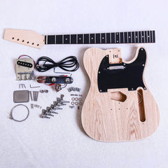 Coban Guitars Electric Guitars DIY Kit TL6 Ash Body with Black Pickguard Chrome Hardware