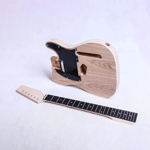 Coban Guitars Electric Guitars DIY Kit TL6 Ash Body with Black Pickguard Chrome Hardware