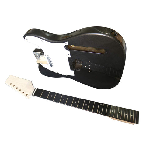 Coban Guitars Electric Guitars DIY Kit TLMB Pre Painted in Metallic Black White Pickguard