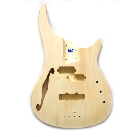 DIY SEF Bass Guitar Kit | 4-String Basswood Semi Hollow Body | Laurel Fingerboard | Chrome Hardware