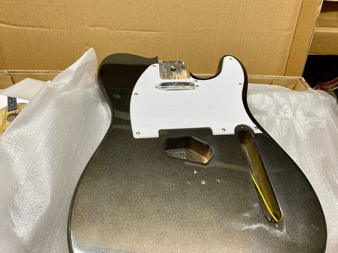 Coban Guitars Electric Guitars DIY Kit TLMB Pre Painted in Metallic Black White Pickguard