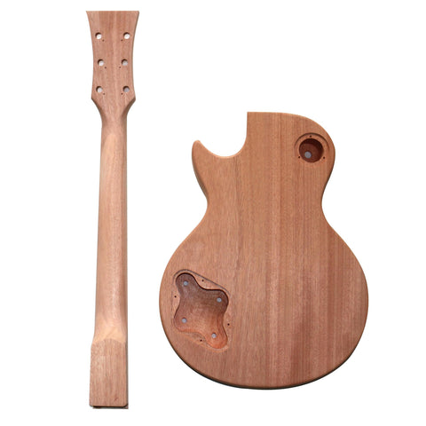 DIY LP Plain Set Neck Guitar Kit | Mahogany Body with Maple Fingerboard | Chrome Hardware & Black Fittings