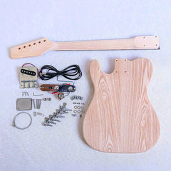 Coban Guitars Electric Guitars DIY Kit TL6 Ash Body with Black Pickguard Chrome Hardware