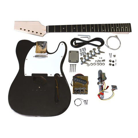 Coban Guitars Electric Guitars DIY Kit TLMB Pre Painted in Metallic Black / Grey White Pickguard