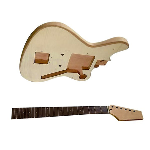 Coban Guitars DIY Guitar Kit UK JG1 Flamed Maple Veneer Chrome Hardware No Soldering