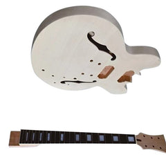 Coban Guitars Semi Hollow Guitar DIY Kit ES230 Flamed Maple Gold Hardware Cream Fittings