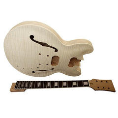 Coban Guitars Semi Hollow Guitar DIY Kit ES230 Flamed Maple Chrome Hardware Cream Fittings