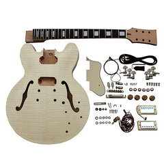 Coban Guitars Semi Hollow Guitar DIY Kit ES230 Flamed Maple Chrome Hardware Cream Fittings