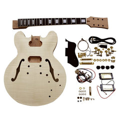 Coban Guitars Semi Hollow Guitar DIY Kit ES230 Flamed Maple Chrome / Black Fittings
