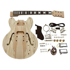 Coban Guitars Electric Guitar DIY Kit ES260 Spalted Maple Chrome Hardware Black Fittings