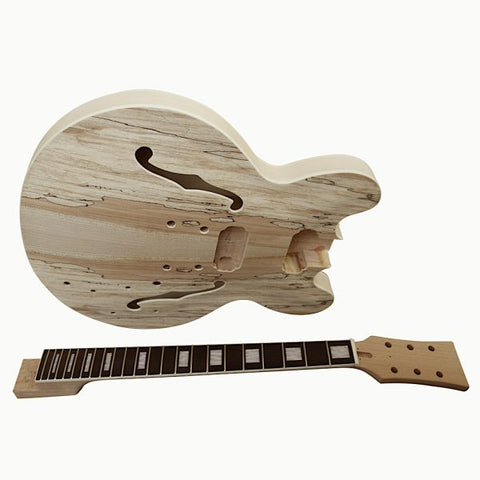 Coban Guitars Electric Guitar DIY Kit ES260 Spalted Maple Chrome / Cream Fittings