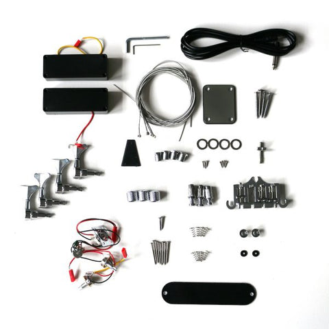 Electric Guitar DIY Kit EXP Bass Bolt on Neck Mahogany Body Chrome Hardware Black Fittings