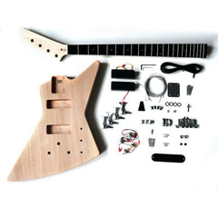 Electric Guitar DIY Kit EXP Bass Bolt on Neck Mahogany Body Chrome Hardware Black Fittings