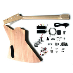 Electric Guitar DIY Kit EXP Bass Bolt on Neck Mahogany Body Chrome Hardware Black Fittings