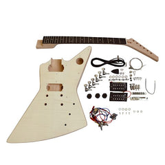 Electric Guitar DIY Kit EXP1FB Flamed Veneer Black Pick Guard Chrome HARDWARE
