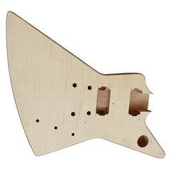 Electric Guitar DIY Kit EXP1FW Chrome Hardware Flamed Veneer White Fitting