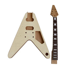 Electric Guitar DIY Kit FV1W Flamed Maple Chrome White Pick