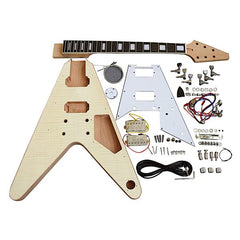 Electric Guitar DIY Kit FV1W Flamed Maple Chrome White Pick