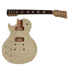 Coban Guitars LP77L Left-Handed Electric Guitar DIY Kit – Flamed Maple, Chrome Hardware, Black Fittings