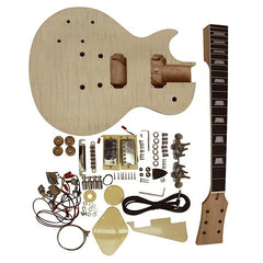Coban Guitars LP77L Left-Handed Electric Guitar DIY Kit – Flamed Maple, Chrome Hardware, Cream Fittings