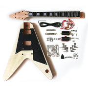 Electric Guitar DIY Kit FV1 Flamed Maple Chrome Black Pickguard