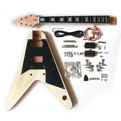 Electric Guitar DIY Kit FV1 Flamed Maple Chrome Black Pickguard