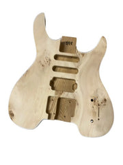 Coban Guitars Electric Guitar DIY Headless Kit Ash Body and Burl Veneer Hardware Black
