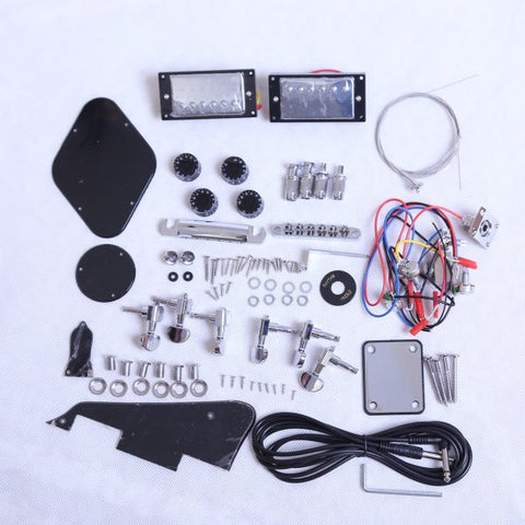 Coban Guitars Electric Guitar DIY Kit Left Handed LP7L Flamed Maple Chrome Hardware Black Fittings