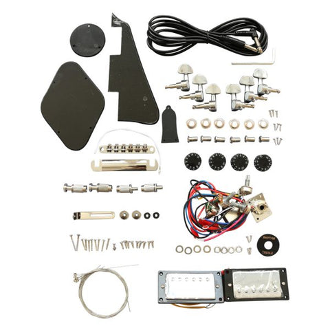 Coban Guitars Electric Guitar DIY Kit SG55 LEFT HANDED Mahogany Hardware Chrome with Black Fitting