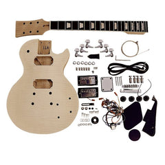 Coban Guitars Electric Guitar DIY Kit LP740 Flamed Chrome Black Fittings