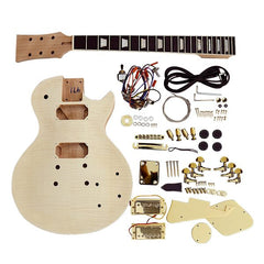 Coban Guitars Electric Guitar DIY Kit LP744B Flamed Maple Gold Cream Fittings