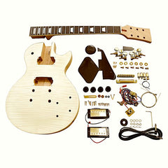 Coban Guitars Electric Guitar DIY Kit LP740 Flamed Gold Hardware Black Fitting