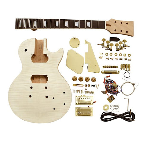 Coban Guitars Electric Guitar DIY Kit LP740 Flamed Gold Cream Fittings