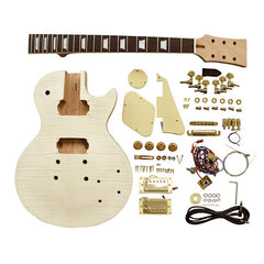 Coban Guitars Electric Guitar DIY Kit LP740 Flamed Gold Cream Fittings