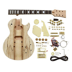 Coban Guitars Electric Guitar DIY Kit LP710 Spalted Maple Gold Cream Fitting