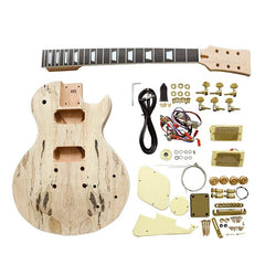 Coban Guitars Electric Guitar DIY Kit LP711B Spalted Gold Cream Fittings