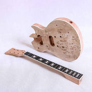 Electric Guitar DIY Kit LP750 Set in Neck Mahogany with Poplar Burl Veneer Hardware Gold with Cream Fitting