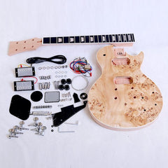 Electric Guitar DIY Kit PR830 24 frets Set in Neck Mahogany with Spalted Maple Veneer Hardware Chrome with Cream Fitting