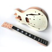 Electric Guitar DIY Kit Semi hollow LPSH Flamed Maple Veneer Gold Fittings Non Soldering